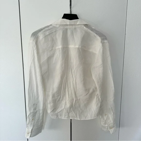 Zara White Blouse/ Fluid Ruched Shirt size M - Picture 3 of 3